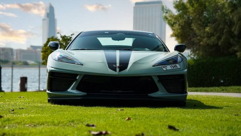 Chevrolet Corvette C8 Convertible Front View in Dubai
