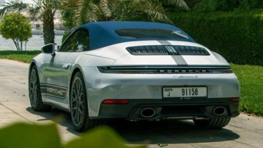 Porsche 911 Carrera S Convertible rear view in Dubai